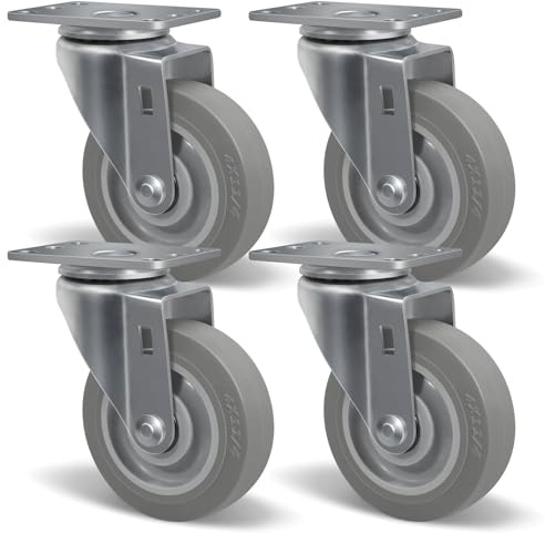 SY America 4 Caster Wheels,Industrial Casters, Heavy Duty Casters Set of 4,Non-Marking Thermoplastic Rubber Castor Wheels for Cart, Furniture and Workbench, 4 Swivel, 1200 lbs Capacity