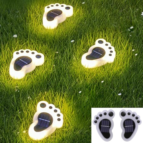 Solar Cat Claw Lighting Luci Solari Pavimento da Esterno Giardino Terra, 4 Pack Percorso di Lampada di Stampa a Zampa Solare Led Bianco Caldo Design a Forma di Zampa Artiglio di Cane Gatto Animali