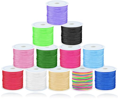 Ewparts Hilos para Hacer Pulseras, Set de 12 Rollos de Hilo Macramé Encerado 30m/Rollo Hilo Encerado para Pulseras de Chino,Cola de Raton, DIY, Pulseras, Collares, Artesanías, Decoraciones