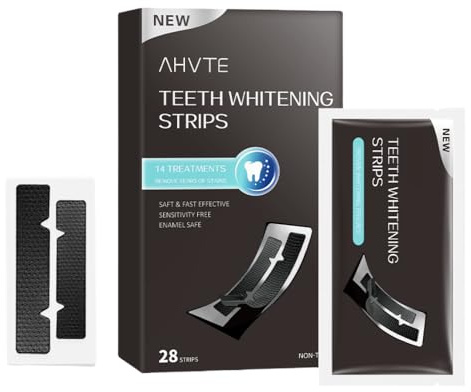 Bamboo Charcoal Teeth Whitening Strips - Smiloria 28 Pcs Tooth Whitener Strips for Sensitive Teeth Deep Stain Removal Safe for Enamel 14 Day Supply for Brighter Smile