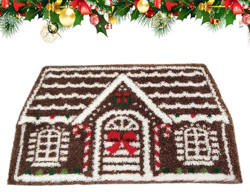 Pepparkakshus Matta 60 Cm X 90 Cm Halkfri Och Mjuk Festlig Jul Dörrmatta