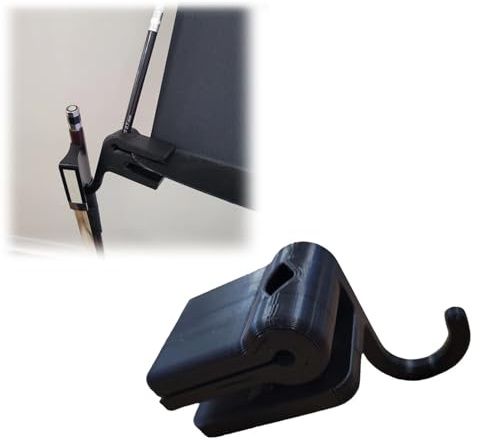 Bow Holder for Music Stand with Pencil Clip – Folding Bow Hook Organizer for Violin, Viola, Cello & Bass Players