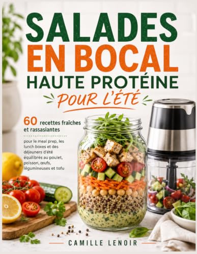 SALADES EN BOCAL HAUTE PROTÉINE POUR L’ÉTÉ: 60 recettes fraîches et rassasiantes pour le meal prep, les lunch boxes et des déjeuners d’été équilibrés au poulet, poisson, œufs, légumineuses et tofu