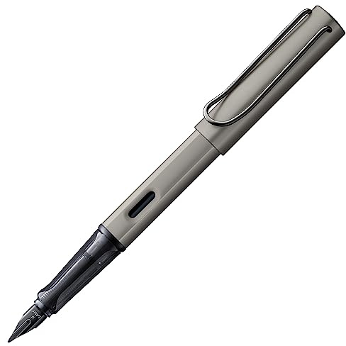 Lamy Lx Füller ruthenium – PVD-veredelte Feder & ergonomischer Griff – eloxiertes Aluminiumgehäuse – Strichbreite F – inkl. Tintenpatrone T 10 blau & Metalletui – für Rechtshänder