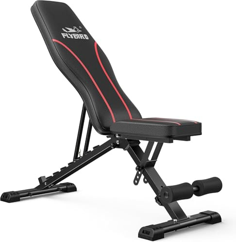 Banc réglable FLYBIRD, banc de musculation utilitaire pour l'entraînement complet du corps - Banc inclinable/inclinable pliable polyvalent (noir)