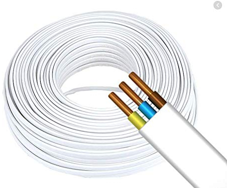 Flach Weiß Feuchtraumkabel Kabel Leitung YDY NYM-J 3 x 1,5mm | Elektrokabel Stromkabel (100m)