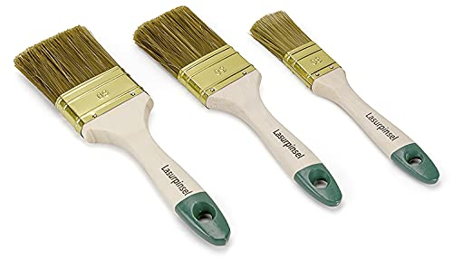PLID® Pinsel für Holzlasur - Pinsel-Set für Holzwurmtod - Malerpinsel universell einsetzbar - Flachpinsel für Holschutzmittel - Borstenpinsel für Innen & Aussen