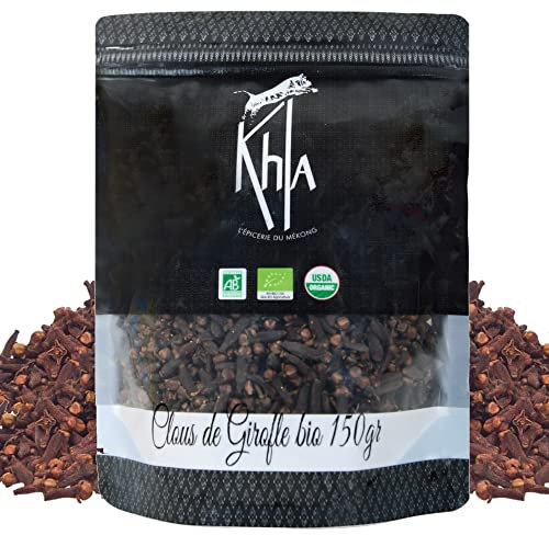 Khla - Clavos de Olor Ecológicos Enteros 120 g - Sri Lanka - Ingrediente para Cocina y Repostería - Pan de Especias, Tartas, Postres de Navidad - Especia de Asia
