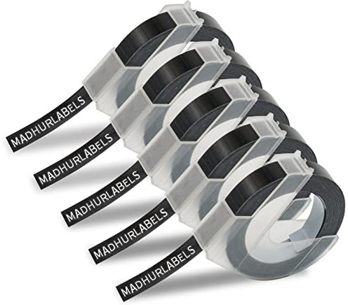 5 X Embossing Label Tape Compatible with Dymo Omega Tape, Replacement for Dymo Labels 9mm Use for Omega Junior Home Embossing Label Maker