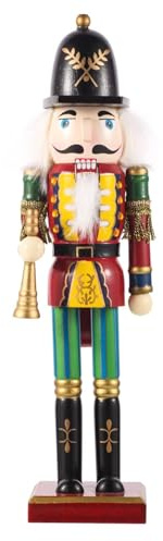 SurpriseSeptember Christmas Nutcracker Ornament,12 inch Traditional Painted Wooden Nutcracker Soldier Doll, Nutcracker Figures Holiday Party Tabletop Christmas Decorations(Bugler)