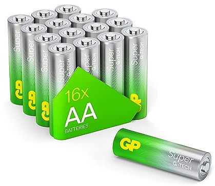 GP Piles AA 1,5 V Super alcalines Longlife G-Tech - Lot de 16 Piles AA R6