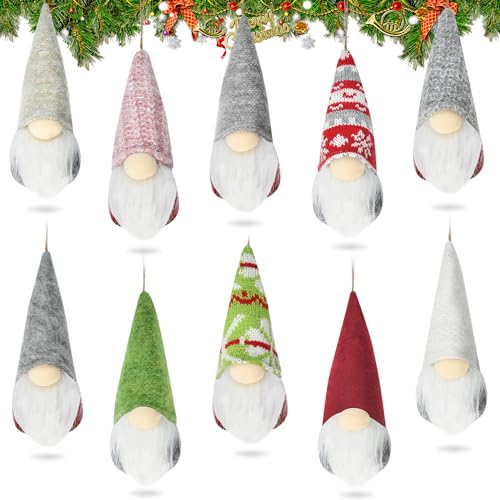 REFORUNG 10 Stück Weihnachten deko Weihnachtsbaum Hängende GNOME Ornamente Weihnachtswichtel Weihnachtsbaumzwerge Weihnachtsmann Elf Plüsch Ornamente Christbaumschmuck oder Geschenk-Anhänger