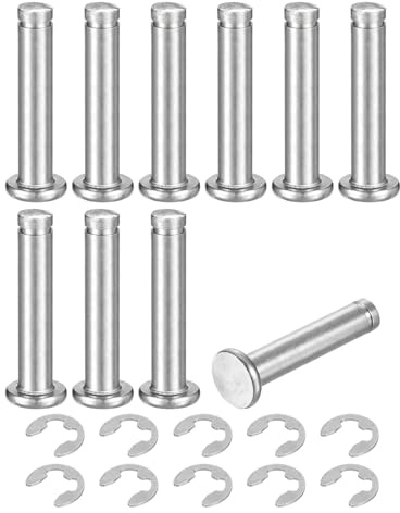 QUARKZMAN 10Set M6x30mm Perno Posizionamento Cilindrico Elastico Albero Acciaio Inossidabile 304, Perno Posizione Cilindro Cerniera Scanalato Testa Piatta con Ring Fissaggio Clip E, Argento