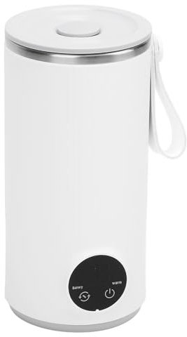 Hervidor Eléctrico de Viaje, Portátil Recargable 400ML 6000mah 55°C Caldera de Agua Caliente de Acero Inoxidable con Agitador, Batería de Litio, USB, para Viajes, café, Leche
