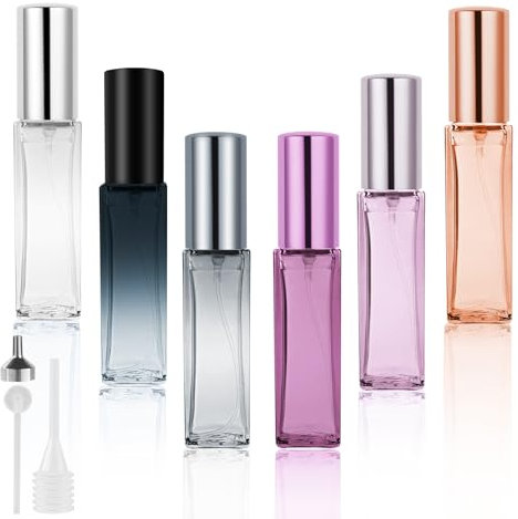 LOPHE Nebulizzatore Profumo, 6 Pz 10 ml Atomizzatore Profumo Bottiglia di Profumo Vuota, Vetro Nebulizzatore Profumo Contenitore Profumo per Viaggiare, Festa, Vita Quotidiana(6 colori)