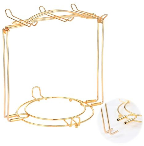 Biluer Porte-tasses à café en acier inoxydable pour 6 tasses à café, soucoupes, sets de cuillères, service à thé, présentoir (doré)