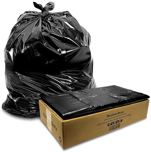 JeeJaan® 50 Large Bin Bags Large Medium Duty Black Refuse Sacks for Household Garbage 80L Capacity Strong Black Bin Liners for –Rubbish Garbage Bags - (18 x 29 x 39)