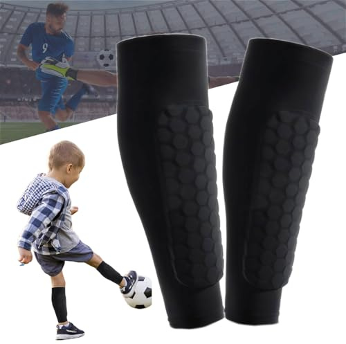 Tapis Design-Shin Pads Football, 1 Pair Shin Pad Sleeves Impact Protection, Ski Shin Protector with Honeycomb Pads, Shin Guard Sleeves for Men, Women & Kids (Black, M)