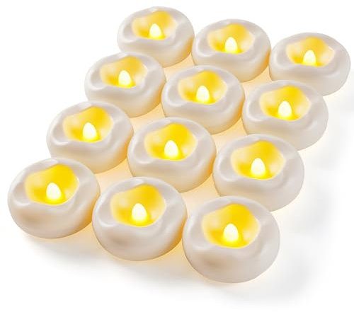 Da by Schwimmende Kerzen - 12 weiße wasserdichte LED-Wasserkerzen - geeignet für Schwimmbäder/Hochzeiten/Vasen/Heimdekoration (5CM*2.5CM)