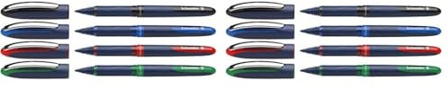 Schneider 183094 One Business Tintenroller (dokumentenecht, Strichstärke 0,6 mm, Made in Germany) 8er Pack (schwarz, blau, rot, grün)