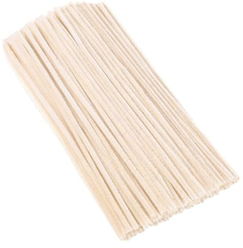 Pfeifenreiniger Beige 100 Stück, Pfeifenreiniger zum Basteln 30 cm x 6 mm, Pfeiffenputzerdraht Chenilledraht, Pfeifenputzer Biegeplüsch Basteldraht für DIY Art Craft Projekte, Dekoration