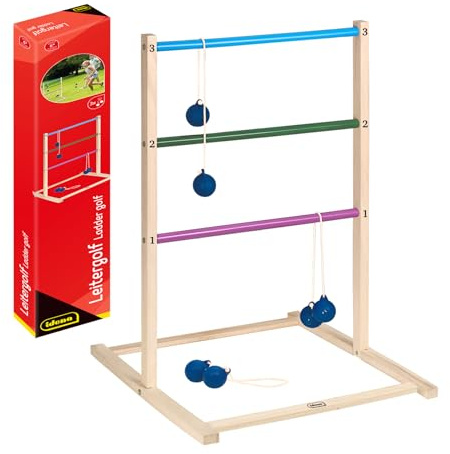 Idena 40380 - Jeu de Lancer Leitergolf Outdoor en Bois, avec 3 Paires de balles de Golf, Dimensions 75 x 52 x 55 cm, pour Enfants à partir de 6 Ans, Convient pour l'intérieur et l'extérieur, FSC 100