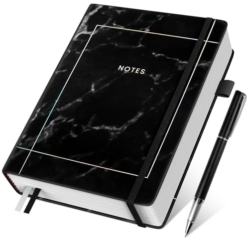 Umriox A5 Lined Notebook, 365 Pages Hardcover Journal for Women, Thick 100gsm No Bleed Paper Composition Book, College Ruled Note Book for Women Men Writing School Office, 14.5 x 21cm - Black