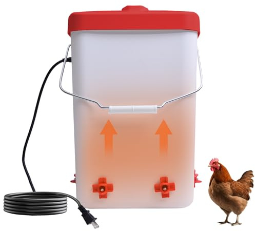 Tetuga Abbeveratoio riscaldato per pollo da 3 galloni con 4 capezzoli controllati termostaticamente a prova di congelamento per polli riscaldatore per pollo tacchino piccione oca invernale