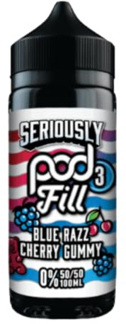 Seriously Pod Fill 3 – 50/50-100ml Short Fill - 0mg - 18+ - No Nicotine (Blue Gu m)