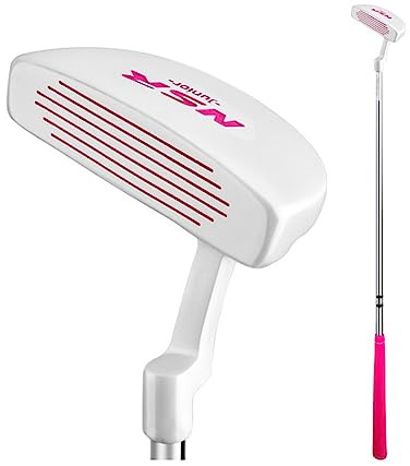 Kids Putter Golf Club Left Handed for Age 3-12, Coach Teaching Soft Grip Stainless Steel Golf Push Rod with Enhanced Control (Left,for 3-5Y,White)