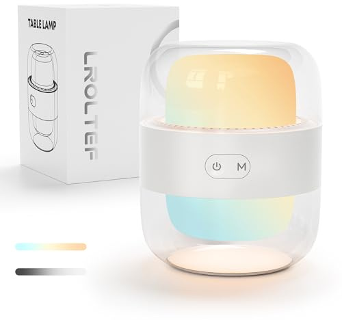 LROLTEF Lampada da Tavolo Luce Notturna 2000mAh 3000K 4000K 6500K Dimmerabile Lampada da Comodino Ricaricabile Portatile con Porta USB per Camera Soggiorno Studio Ufficio Luce Atmosferica Bianco