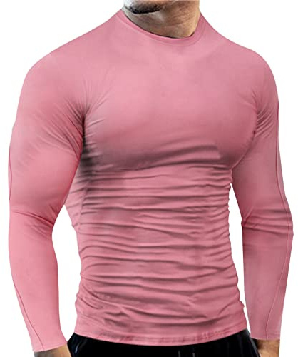 Funktionströja herr långärmad fitness sportskjorta snabbtorkande löpartröja rund hals andas t-shirt slim fit t-tröja lätt sommarskjorta enfärgad basic t-shirt sport muskelskjorta toppar