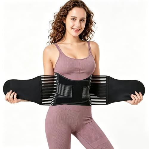 Hoadyush Ceinture Post Partum – Ceinture Lombaire Femme Après Accouchement, Soutien Ventre Plat Avec Support à Ressorts, Gain De Soutien Dorsal Respirée Et Réglable – Noir, XL