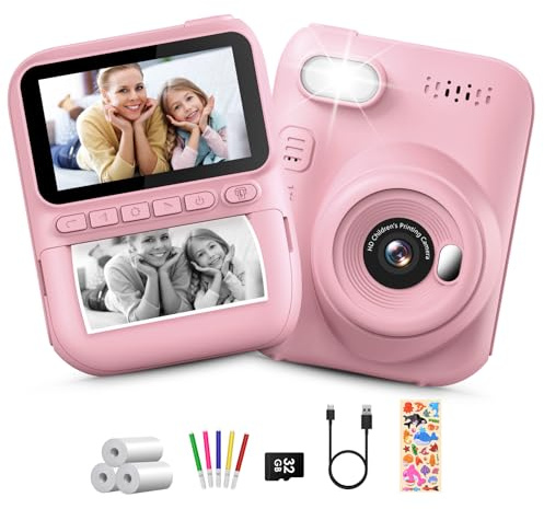 Cámara Instantánea para Niños 3.0, Cámara Infantil con Tarjeta 32GB y 3 Rollos de Papel Térmico, Cámara Digital 1080P, Juguete Regalo para Niños y Niñas de 3 a 12 Años