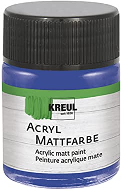 KREUL 75539 - Acrylic Matte Paint, Blue in 50 ml Glass, Creamy Covering, Quick-Drying Water-Based Paint, Suitable for Many Different Surfaces