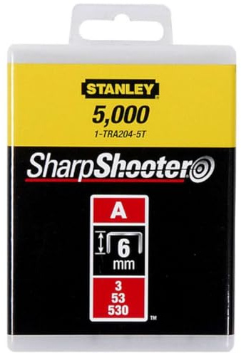 Stanley typ A häftklamrar, silver, 6 mm, set med 5 000 stycken