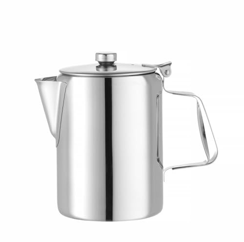 HENDI Cafetera tetera con tapa abatible, 600ml, ⌀97x(H)142mm, acero inoxidable