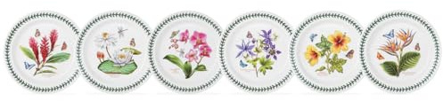 Portmeirion Exotic Botanic Garden 10.5 Dinner Plate | Set of 6 | Assorted Motifs | FIne Earthenware | Dishwasher, Microwave, and Oven Safe | Made in England