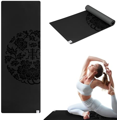 Gaiam Dry-Grip Yoga Mat, Non-Slip, Hot Yoga, 5mm (Black)