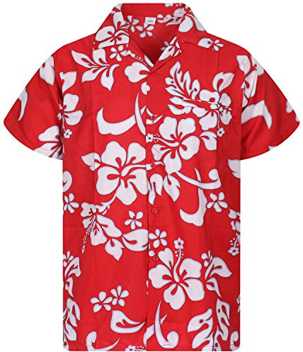 V.H.O. Chemise-Hawaienne Homme Manche-Courte Perroquet Hibiscus Floral Élégant Aloha Unisexe