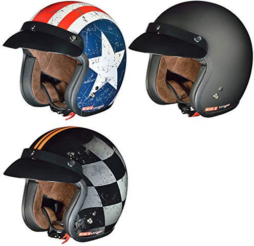RC-583 Jethelm Motorradhelm Chopper Jet Motorrad Roller Bobber Helm rueger, Größe:XS (53-54), Farbe:Finale