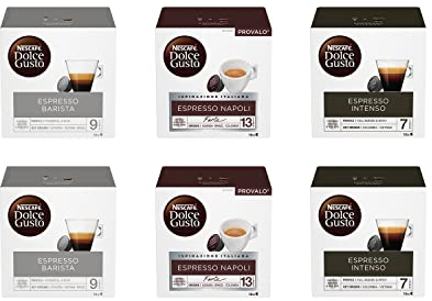 NESCAFÉ DOLCE GUSTO Kit Degustazione Caffè Espresso Barista, Napoli, Intenso, 96 Capsule, 6 Confezioni da 16 Capsule