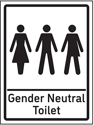 V Safety Gender Neutral Toilet Sign - 150x200mm - 1mm Rigid Plastic