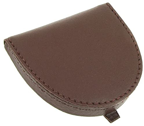 Karl Loven - Monedero para Hombre, de Piel auténtica, tamaño pequeño, Negro, Ligero, Fino y Resistente, Doble Compartimento de Moneda, Billete, Llavero, Marrón Cuenco, Talla única, Monedero