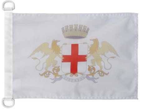 AZ FLAG Bandiera Navale Città Di Genova Con Stemma 45x30cm - Bandiera Maritima Genoa Con Blasone 30 x 45 cm speciale Nautismo, Padiglione Nautico