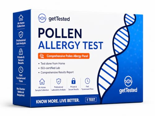 Kit per test di allergia ai polline (12 allergeni) - Esame del sangue a casa con analisi - identifica specifici fattori scatenanti del polline e livelli di sensibilità - betulla, erba, ambrosia e