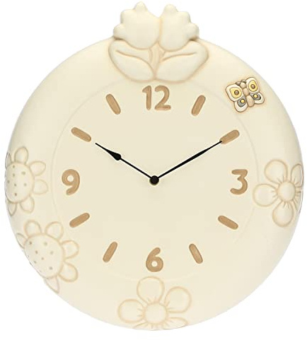 THUN - Orologio da Parete con Mughetti, Linea Elegance - Arredare la Casa, Orologi - Ceramica, Meccanismo in Plastica - ø 35 cm
