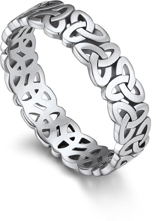 Bandmax Anillo Plata Mujer Vintage Nudo Celta Anillo Dedos Hombre Compromiso Boda Talla 64 mm