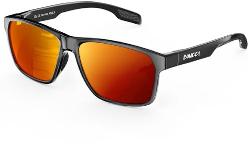 BONDDI Sunglasses Mens Womens Polarised UV400 Protection Sun Glasses Retro Designer Ultralight Sport Sunglasses for Driving Fishing Running Red