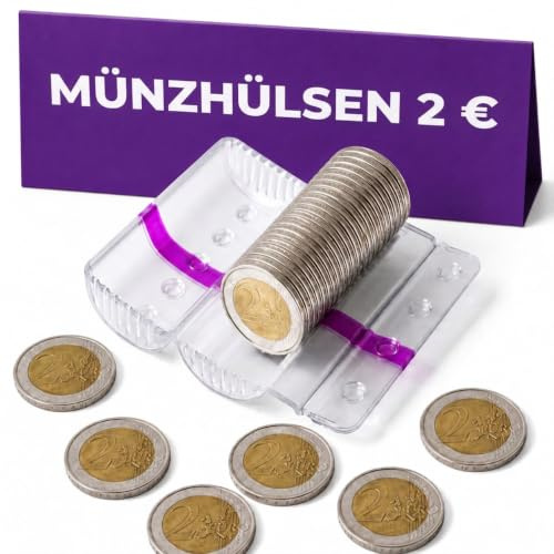 AF® - 125 Münzhülsen für 2 Euro Münzen | Europäisches Format, Organisieren und Schützen Sie Ihr Bargeld, Münzrollen Kunststoff